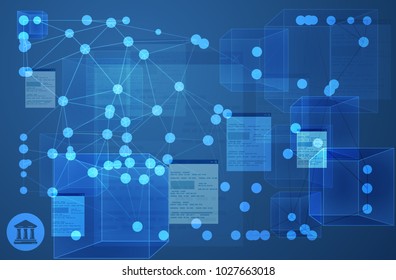Connected Ledger Network Abstract Illustration to avoid Bank Fraud as EPS 10 Fle