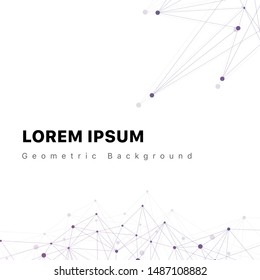 connected line and dots. Geometric abstract background on color gradient for web. Vector illustration of communication and social network for brochure, notebook cover, presentation, medical banner