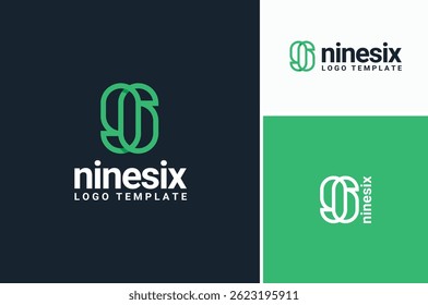 Connected Line Number 9 Nine and 6 or 96 Ninety Six logo design