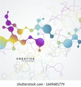 Connected lines and dots. Vector technology concept background