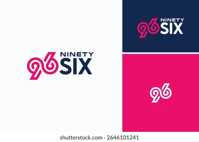 Connected Lines Number 9 Nine and 6 or 96 Ninety Six Symmetrical logo design