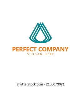 Connected lines shaped like a triangle with curvy bottom. Colorful formal and elegant logo. Logo for company, office, industry, business, and organization.