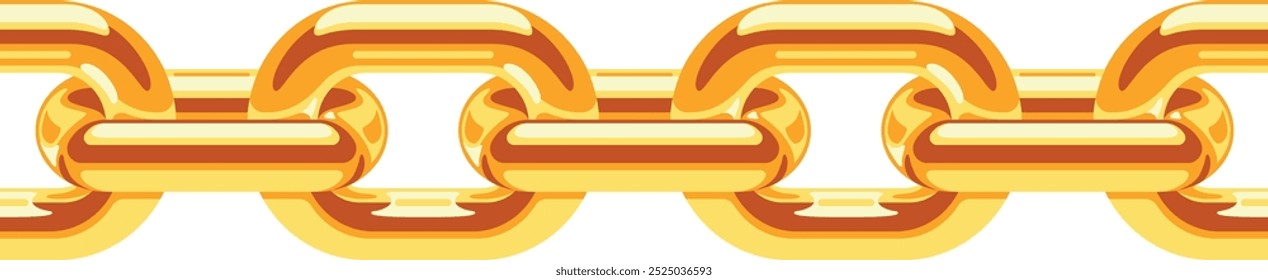 Borda de links conectados. Corrente dourada brilhante realista