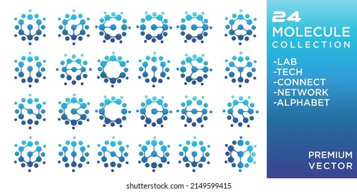 Connected molecule set icon logo design template .