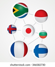 Connected national flags vector illustration.