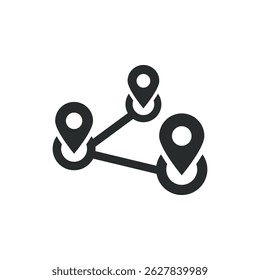 Connected Network of Location Pins Icon