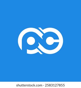 Connected Network PC Letter Logo Design Vector Featuring Cyclist for Active Lifestyle Brand