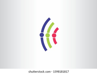 connected network vector symbol logo design with colorful style concept