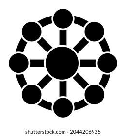 Connected nodes icon, solid design of compound