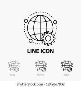 connected, online, world, globe, multiplayer Icon in Thin, Regular and Bold Line Style. Vector illustration