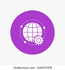 connected, online, world, globe, multiplayer White Glyph Icon in Circle. Vector Button illustration