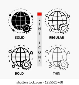 connected, online, world, globe, multiplayer Icon in Thin, Regular, Bold Line and Glyph Style. Vector illustration