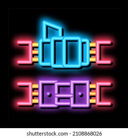 connected optical fiber neon light sign vector. Glowing bright icon connected optical fiber sign. transparent symbol illustration