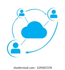 Connected people with a cloud. Vector illustration design