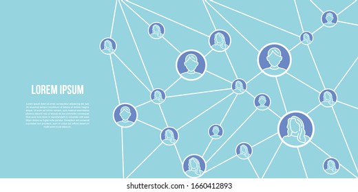 Connected People Design. Social Network Concept, Vector Template.