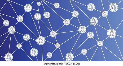 Connected people design. Social network concept with a blue background, vector template