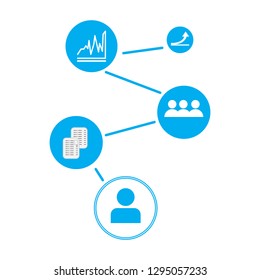 Connected people with a economic icons. Vector illustration design
