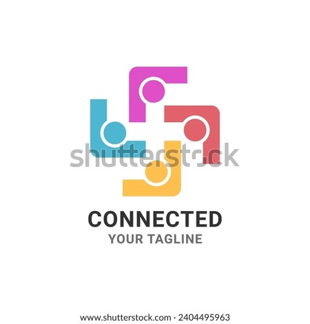 Connected people logo design. Abstract people logo concept for community, group, family, organization, etc