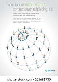 Connected People Over Earth Globe. Social Network.