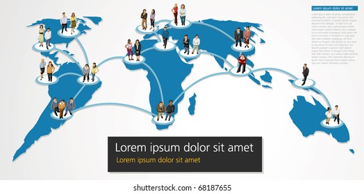 connected people over World map