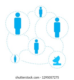 Connected people with a satellite antenna. Vector illustration design