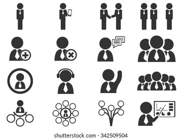 Connected people social network human hierarchy black icons set isolated vector illustration
