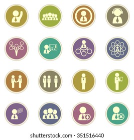 Connected people social network human hierarchy black stickers label icon set