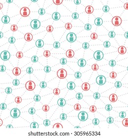 connected people and social network seamless pattern. vector.