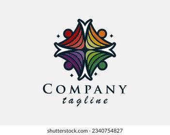 Connected People Star Logo design template