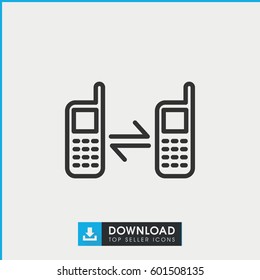 connected phone icon. simple outline connected phone vector icon. on white background.
