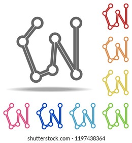 connected points by a line icon. Elements of Navigation in multi colored icons. Simple icon for websites, web design, mobile app, info graphics