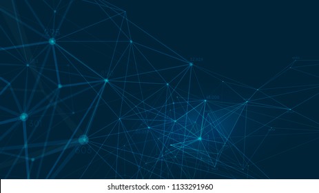 Connected Polygons Plexus Vector Background, Digital Data Visualization