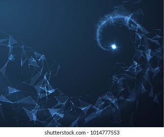 Connected polygons plexus vector geometric background can be used for scientific or technology presentations as molecule and communication concept. Digital data visualization. EPS10.