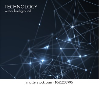 Connected polygons spiral plexus vector geometric background can be used for scientific or technology presentations as molecule and communication concept. Digital data visualization. EPS10.