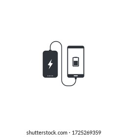 diseño de ilustraciones de iconos de vectores de gadget y powerbank conectado 