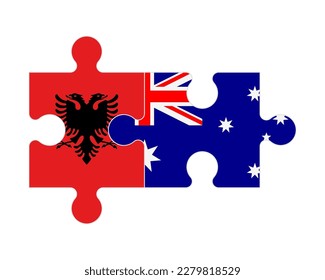 Connected puzzle of flags of Albania and Australia, vector