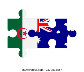 Connected puzzle of flags of Algeria and Australia, vector