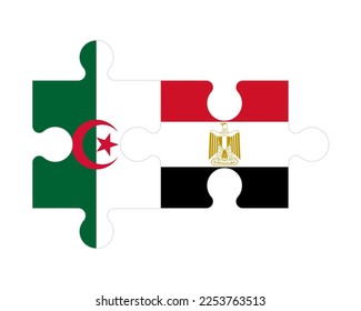 Verbundenes Rätsel der Flaggen Algeriens und Ägyptens, Vektorgrafik