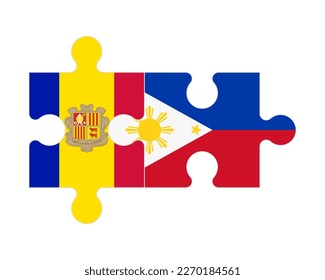 Connected puzzle of flags of Andorra and Philippines, vector