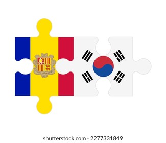Connected puzzle of flags of Andorra and South Korea, vector