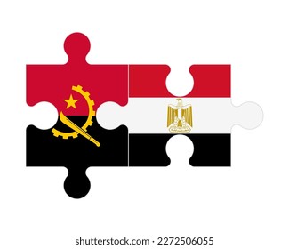 Connected puzzle of flags of Angola and Egypt, vector