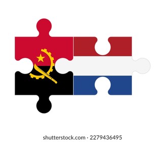 Verbundenes Rätsel der Flaggen Angolas und der Niederlande, Vektorgrafik
