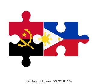 Connected puzzle of flags of Angola and Philippines, vector