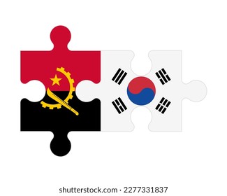 Connected puzzle of flags of Angola and South Korea, vector