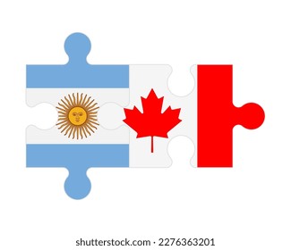 Connected puzzle of flags of Argentina and Canada, vector