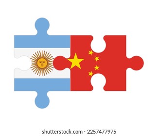 Connected puzzle of flags of Argentina and China, vector