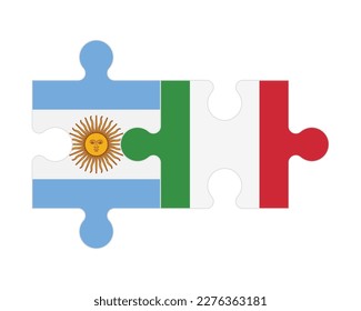 Connected puzzle of flags of Argentina and Italy, vector