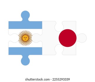 Connected puzzle of flags of Argentina and Japan, vector