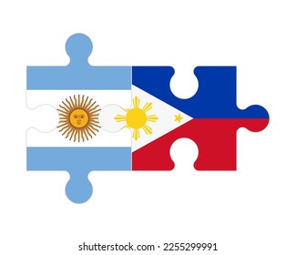 Verbundenes Rätsel mit Flaggen Argentiniens und der Philippinen, Vektorgrafik