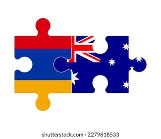 Connected puzzle of flags of Armenia and Australia, vector